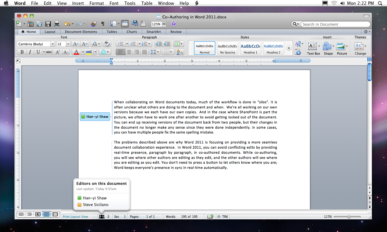 ama in word 2011 for mac